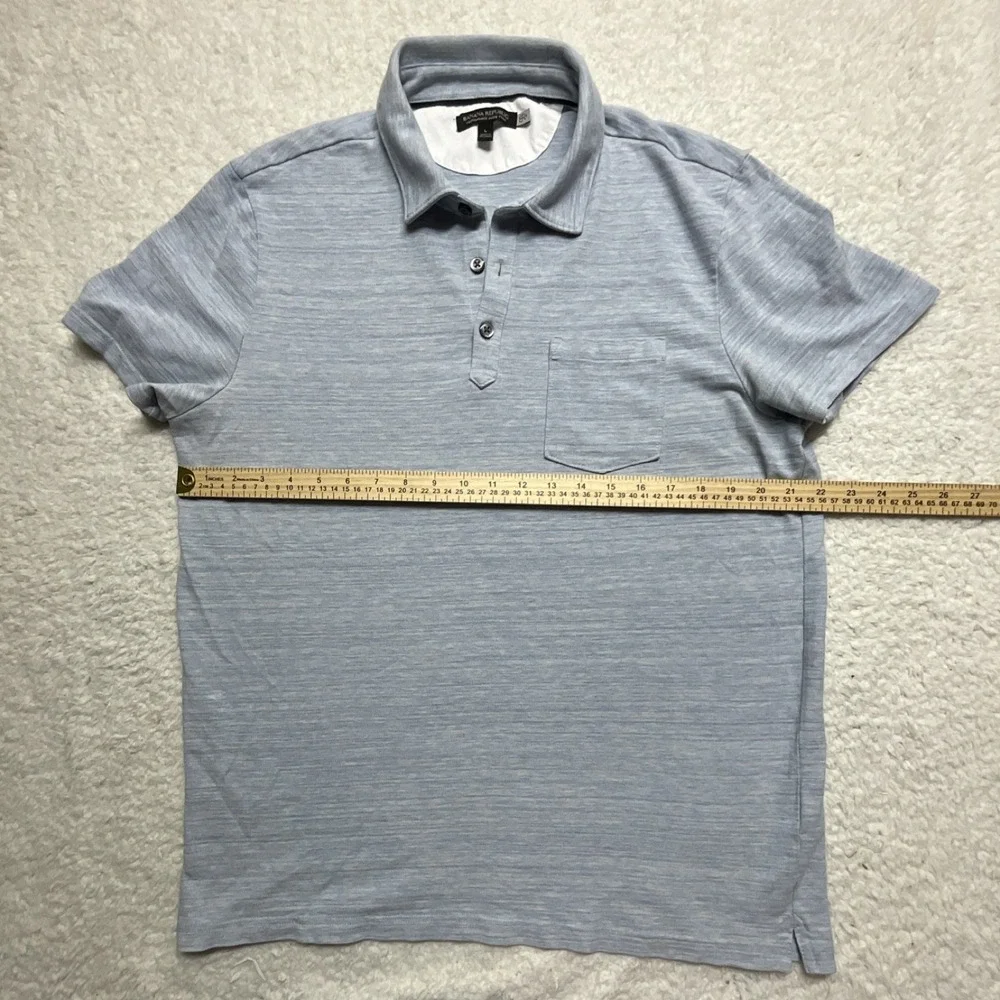 Banana Republic Men's Performance Pique Polo Shirt Light Blue L Short Sleeve Kn…